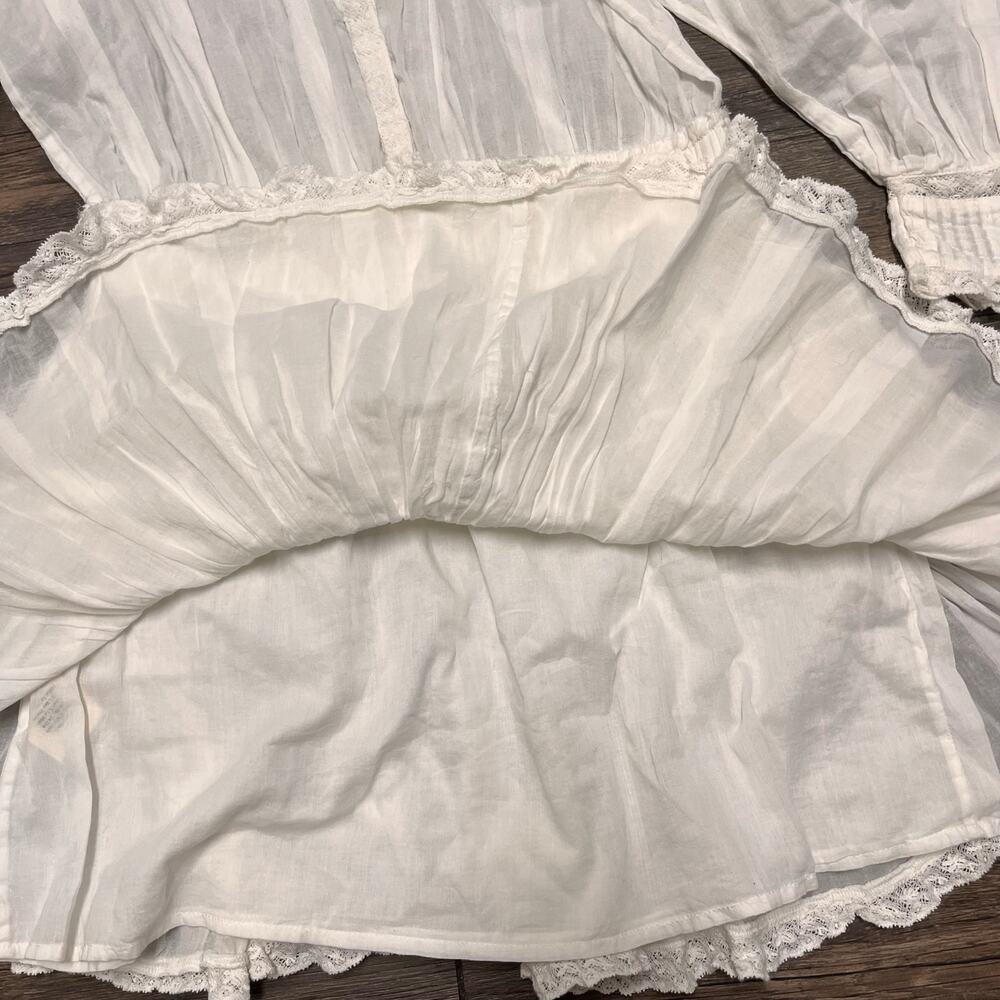 LoveShackFancy Viola Dress Antique White Lace Cotton Prairie Mini S Coquette - Picture 11 of 15
